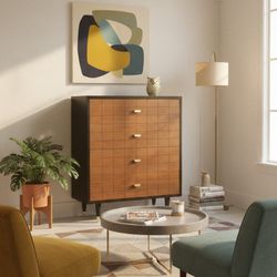 Mid-Century Modern Tallboy Dresser, Vintage, Wood