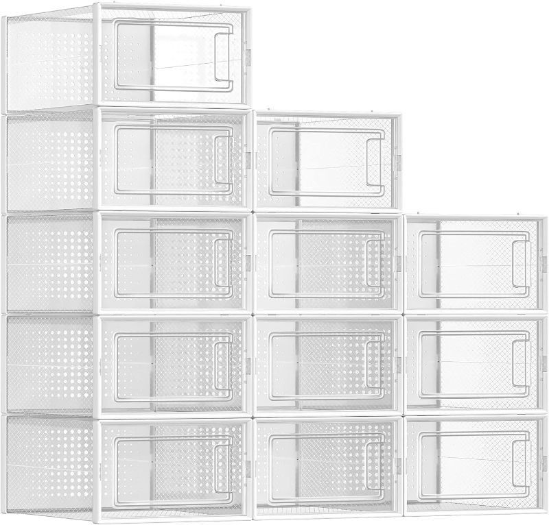 SONGMICS Shoe Boxes, Pack of 12 Shoe Storage Organizers