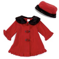 Baby Girls 12Months Flower-Button Fleece Coat