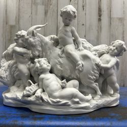 Hertwig Co. Porcelain, Cherubs And Goat 