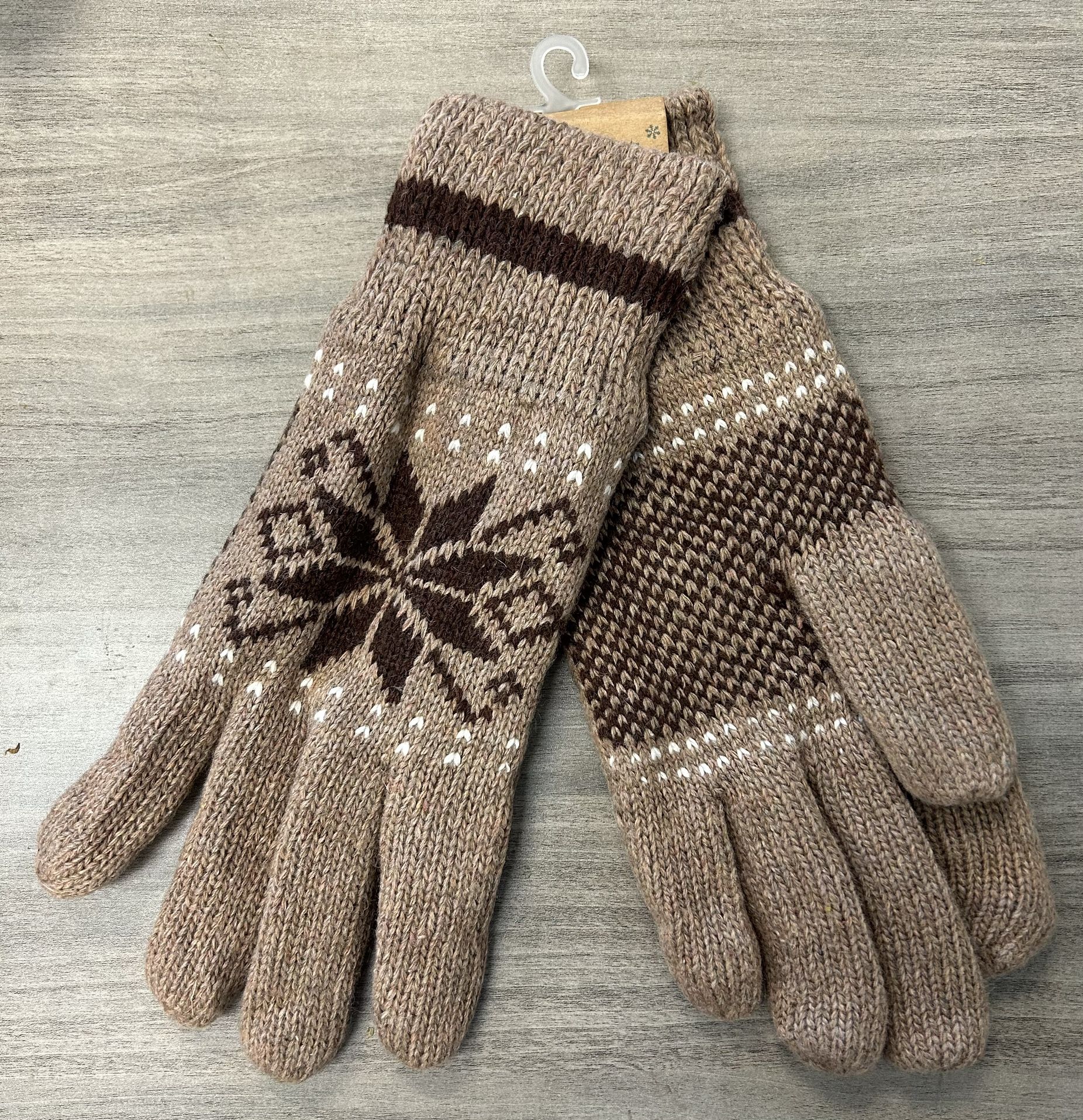 Men's Ragg Wool Snowflake Design Winter Gloves