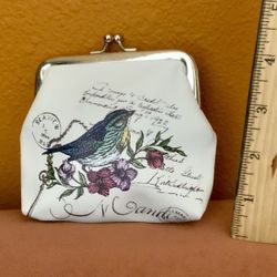 SONGBIRD AND FLOWERS COIN PURSE, GREAT GIFT (SALE)