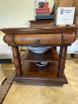 Wooden side tables. Set of 2
