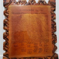 VTG DECLARATION OF INDEPENDENCE Kathy's Front Porch Wall Art Piece (20.5"Lx17.5"W) Glazed Wood