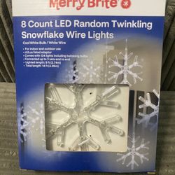 LED Random Twinkling Snowflake Wire Lights NEW 