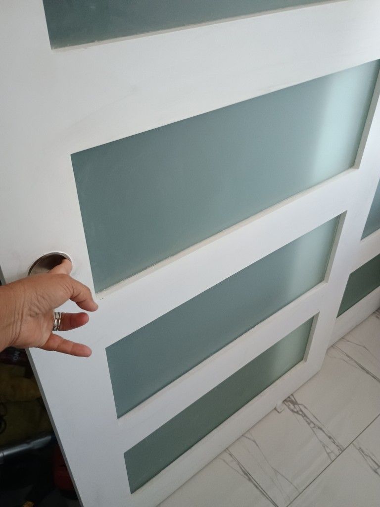 NEW SLIDING 70X78 CLOSET DOORS REAL WOOD FROSTED GLASS