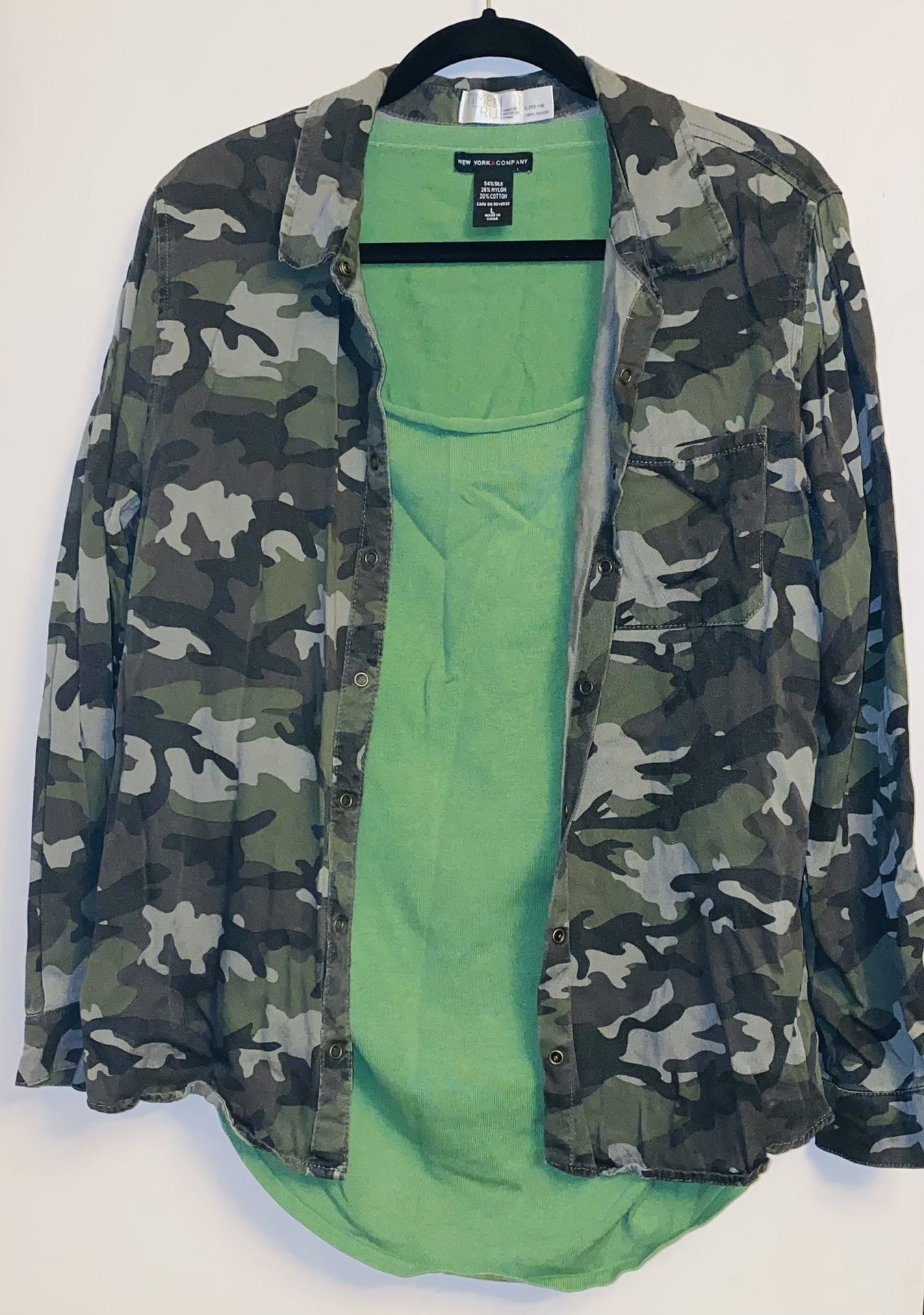 2 FOR 1- Camo Jacket & Green Top Size L