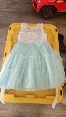 Girls Mint Tulle Floral Party Dress