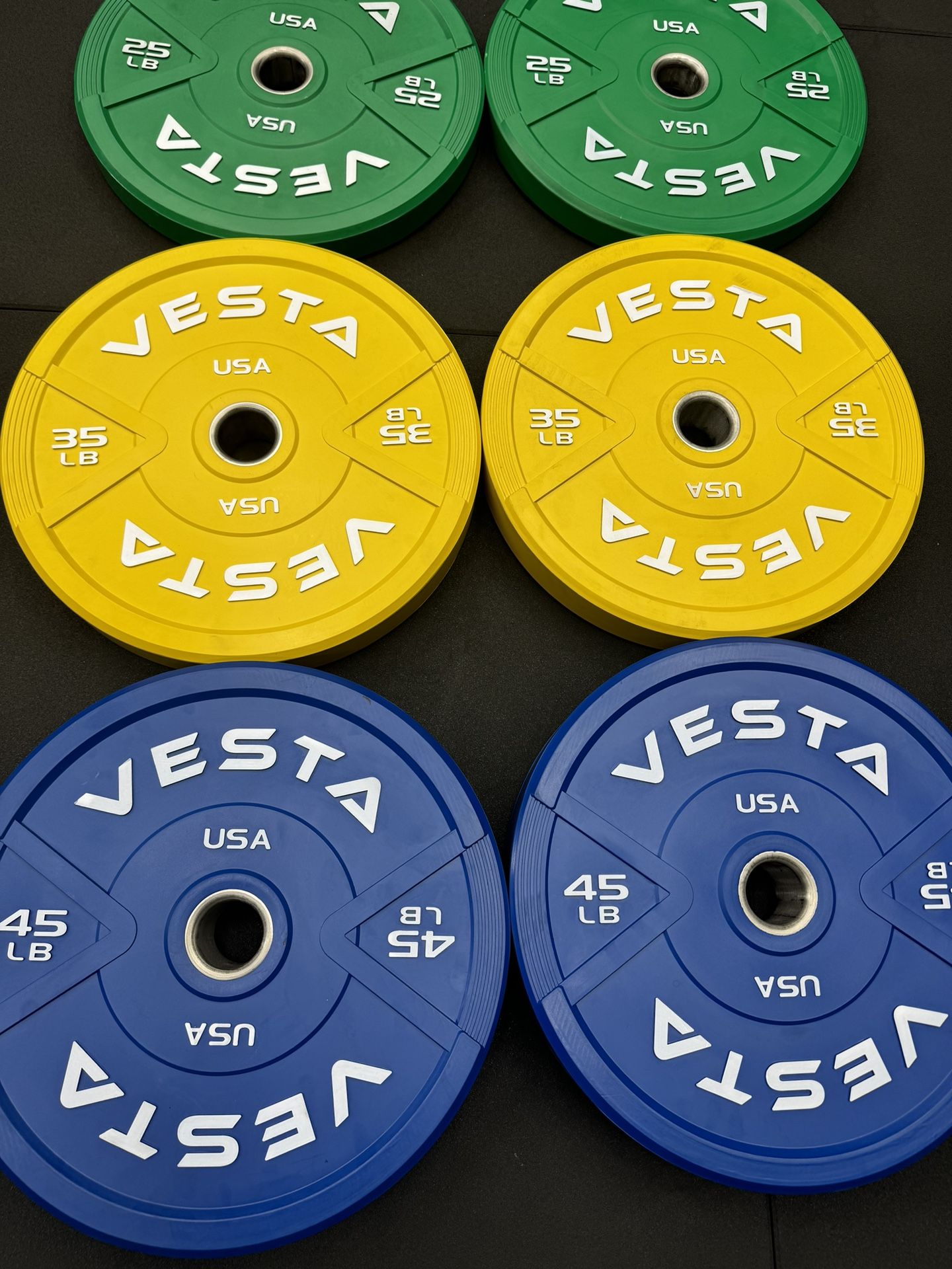 Vesta Color Bumper Plates | 230lbs set | Fitness | Gym | Weights | 2inch holes | New in boxes