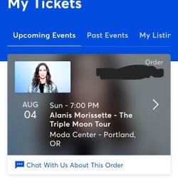 Alanis Morissette - The Triple Moon Tour Tickets (X2)