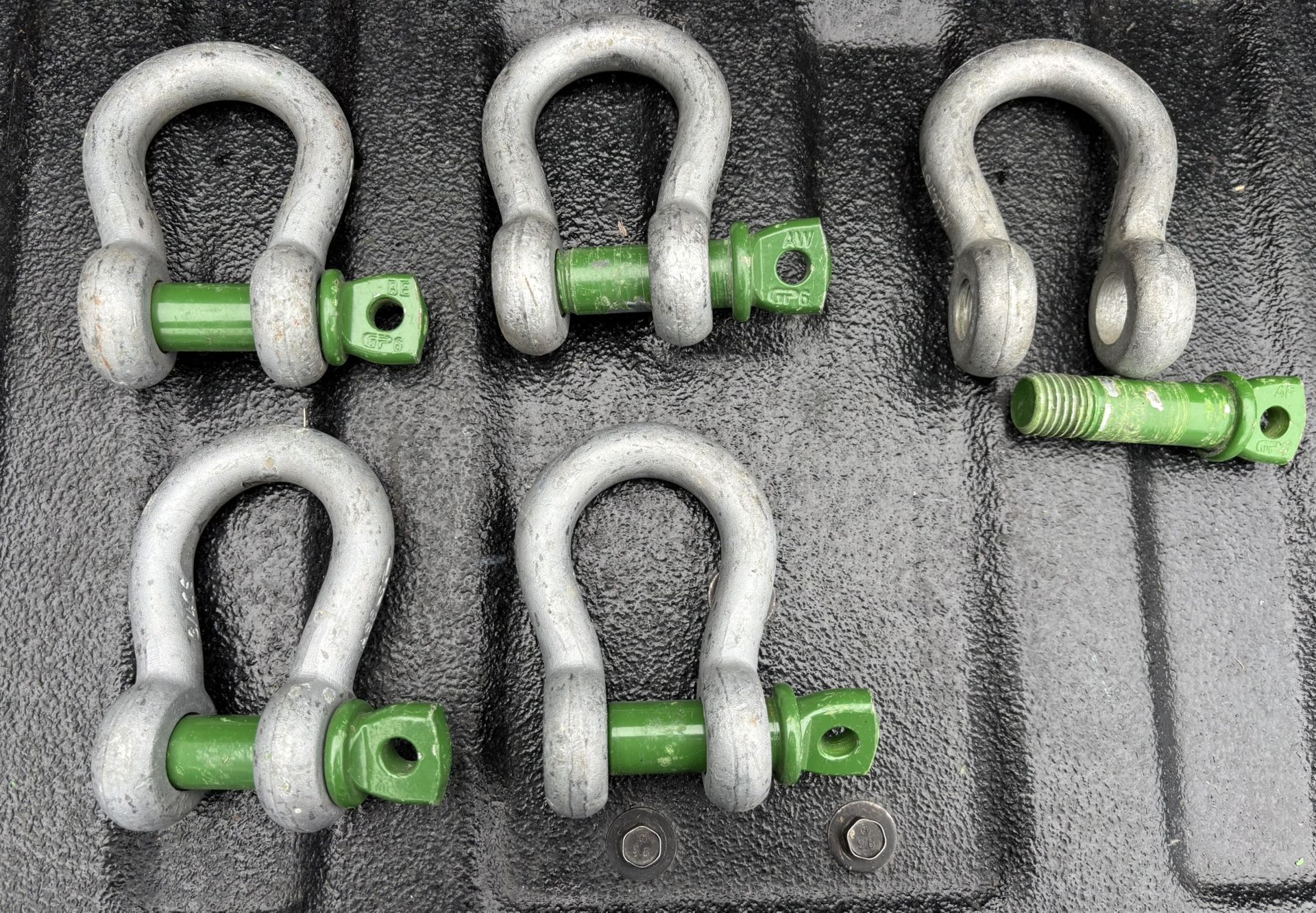 Lot of 5 Green Pin Lifting Shackles 3/4"