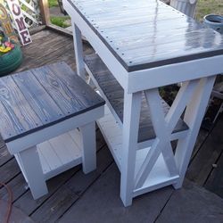 Beautiful handmade rustic farmhouse style hall table and end table