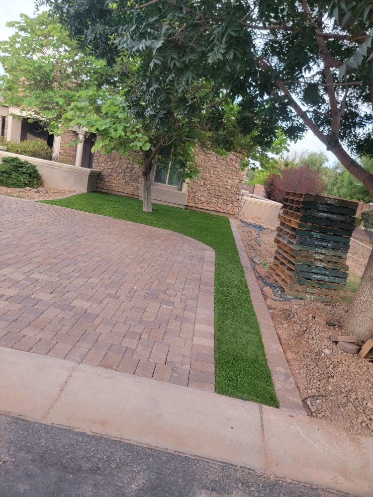 Harddscapes Paver Artificial  Grass Installed  