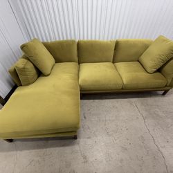 Brand New Castlery Brand Owen Left-Facing Chaise Sectional Sofa – Olive Gold