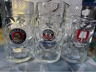 1970s ~ German Austrian Vintage Tall Beer Stein Mug ~ Collectible Glassware European Octoberfest Large Dimpled 1 Liter Beer Mug