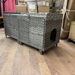 Woven Grey Or Brown Double Cat Liter Box 