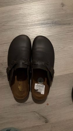 Brown clogs