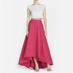 Aidan by Aidan Mattox Sequin Taffeta Two-Piece Ballgown Dress Sz 0 Fushia White