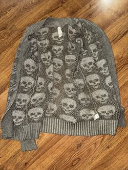 aeropostale women's crochet skull sweater medium