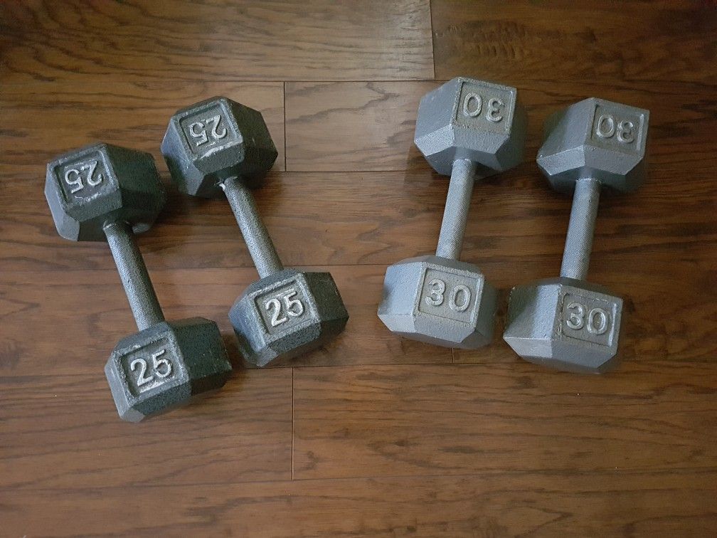 Cast iron hex dumbbells