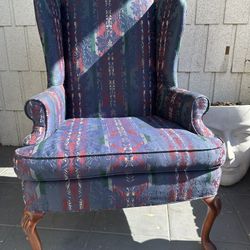 Navy Blue Vintage Wingback Chair 