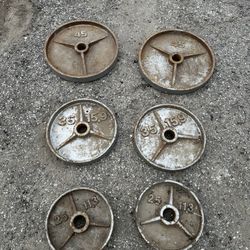 Olympic Weight Plates 45lbs 35lbs And 25lbs 