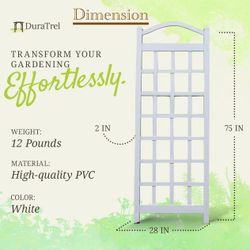 ✌️ Vinyl Trellis, Outdoor Plant Support Frame, 28" x 75", Decorative Grid-Style Lattice for Climbing Vines & Flowers, Use Against Walls, Fences