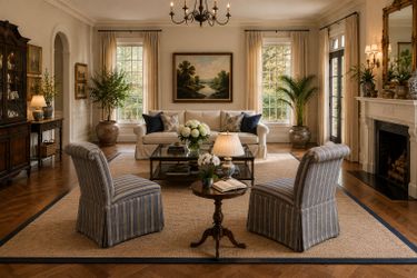 Vintage Striped Parsons Slipper Chairs — Tailored Color & Timeless Style