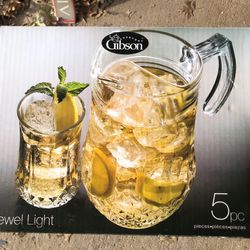 Glass Pitcher And 4 Tumblers