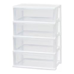 IRIS 4 -Drawers White/Clear Stackable Plastic Storage Storage drawer 30.6-Inches H x 20.9-