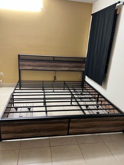 King size Bed frame+ 2 mattresses