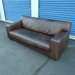 Brown Faux Leather Couch