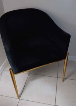 Black Velvet and Gold Metal Club Chair