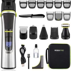 Beard Trimmer for Men - 15 in 1 Mens Grooming Kit - Cordless Hair Clippers for Men - Nose Hair Trimmer Multifunctional Grooming Kit for Men - IPX5 Wat