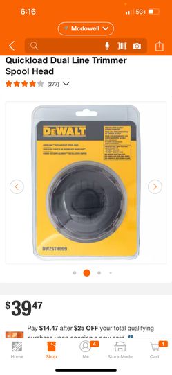 DEWALT Quickload Dual Line Trimmer Spool Head