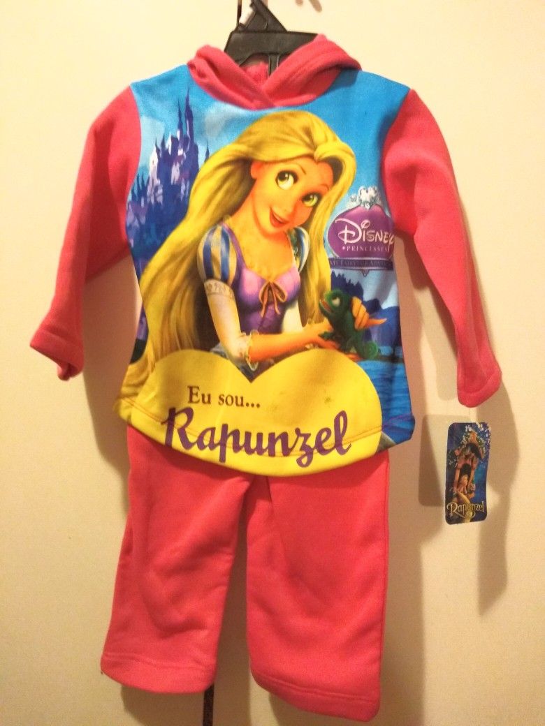 Toddler Girls Rapunzel Hooded Print Set.