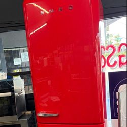 Smeg Red 24" Wide Bottom Freezer Refrigerator Open Box