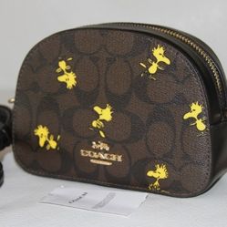 Coach x Peanuts Woodstock Mini Serena Crossbody Purse Signature Handbag NWT
