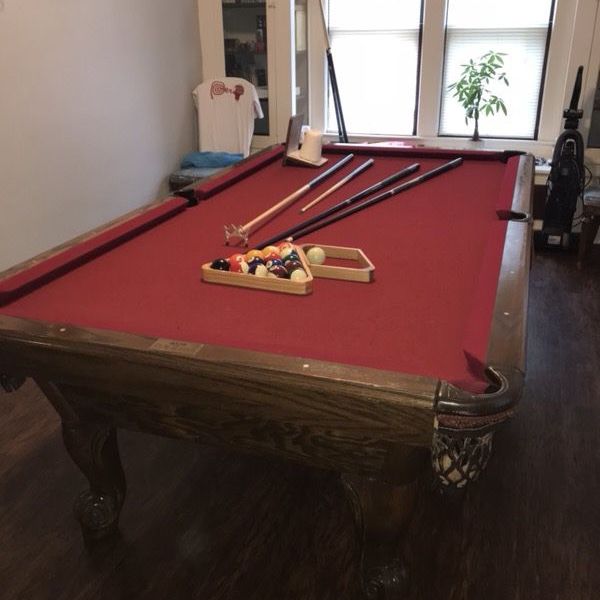 3 piece slate pool table w sticks and pool balls for Sale in Cleveland