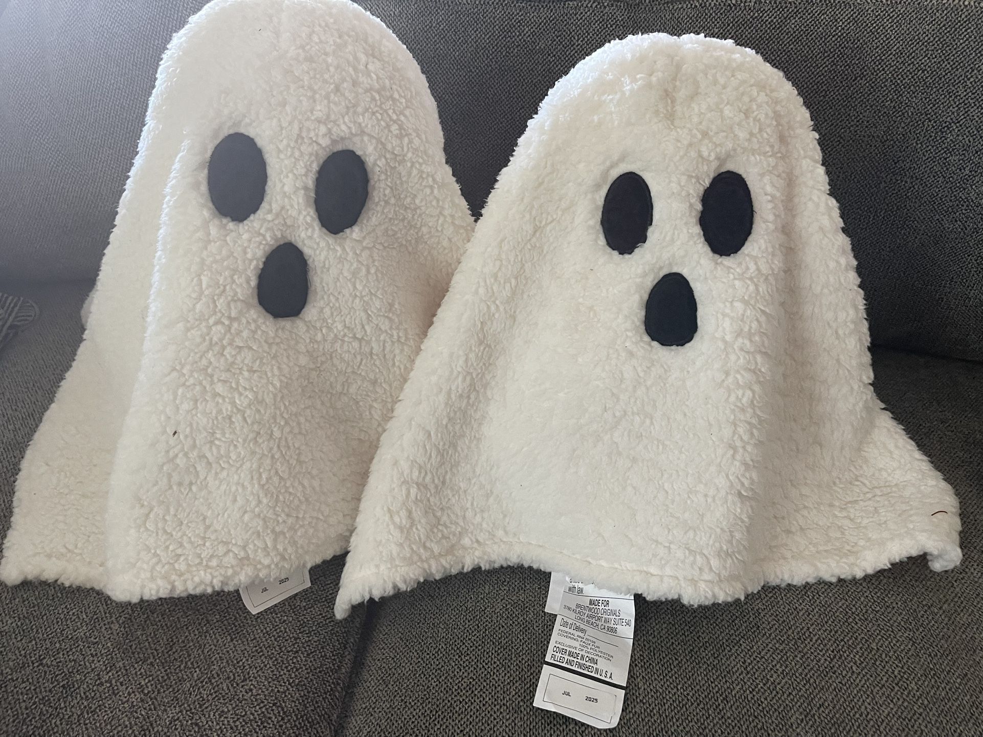 Ghost Plush Pillow Sherpa Covered Pillow 15x10x9” Halloween Plush