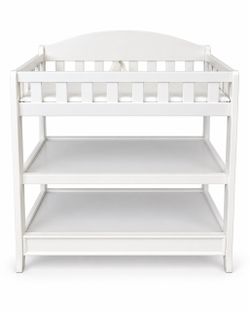 White Baby Changing Table with Storage Shelves