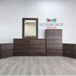 Dresser With Mirror, Chest And Two Nightstands 🌌 Comoda Con Espejo, Gavetero Y Dos Mesitas De Noche 🌌 