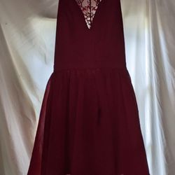 Maniju cranberry red, fit & flare semi formal dres Size small