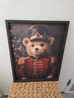 Brand New Teddy Bear Nutcracker Wall Frame 15" W x 19" H