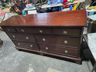 Dark Cherry Wood Dresser with 7 Drawers