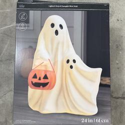 24" Lighted Ghost & Pumpkin Blow Mold by Ashland