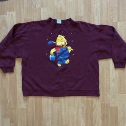 Vintage 1997 Looney Tunes Winnie the Pooh Sweatshirt Maroon Crewneck Men’s Small Disney