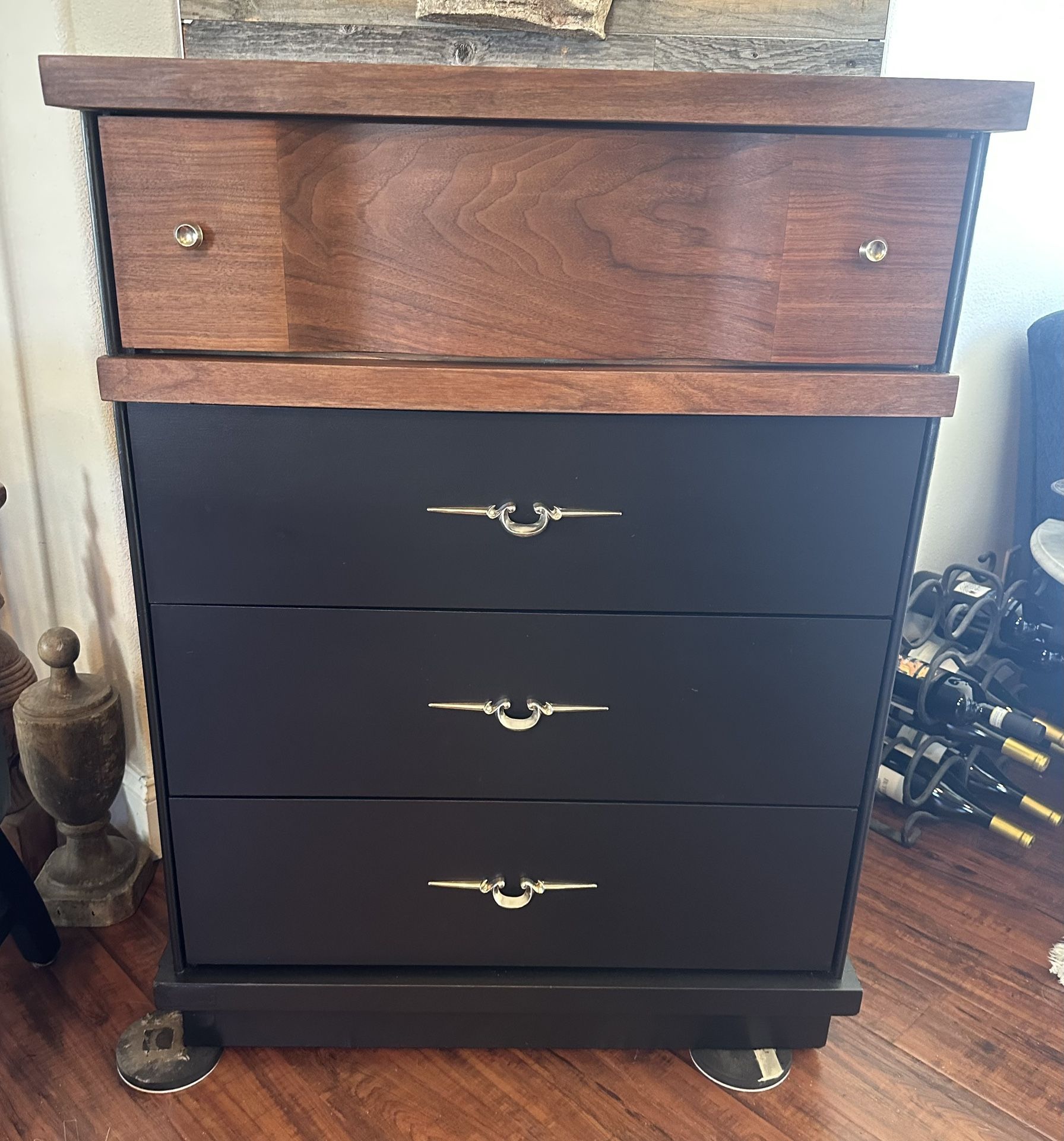 MCM Wood Dresser Redo Black/Walnut