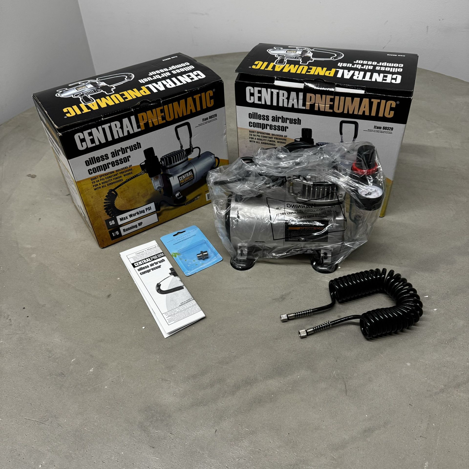 Brand New Central Pneumatic Oilless Airbrush Compressor - 1 or 2 Available
