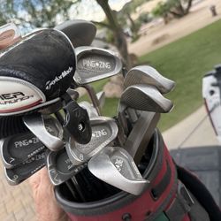Ping golf clubs with Taylor woods and coyotes bag